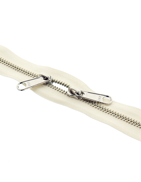 Metallreißverschluss für Taschen 40 cm - Ecru und Silber