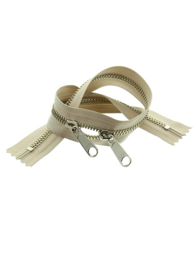Metallreißverschluss für Taschen 40 cm - Beige und Silber