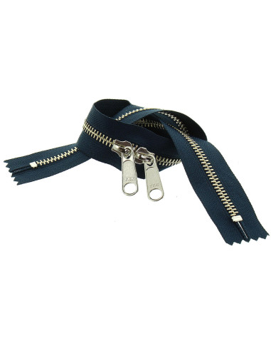 Metallreißverschluss für Taschen 40 cm - Marineblau und Silber