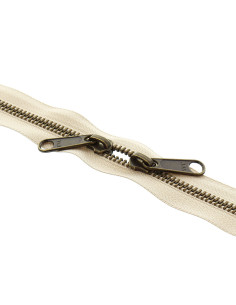 Metallreißverschluss für Taschen 40 cm - Beige und Bronze