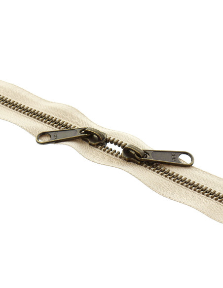Metallreißverschluss für Taschen 40 cm - Beige und Bronze