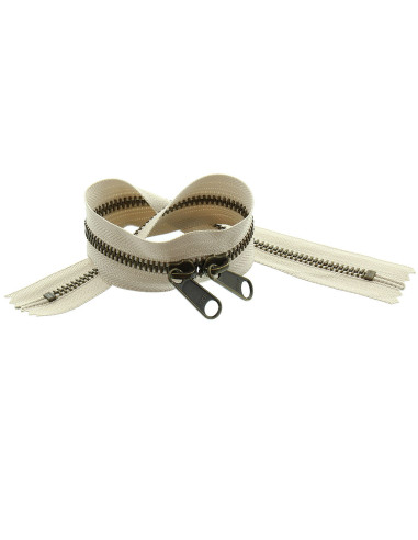 Metallreißverschluss für Taschen 40 cm - Beige und Bronze