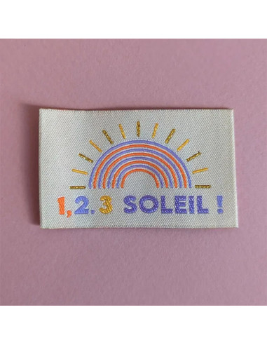 Satz von 6 gewebten Etiketten - 1, 2, 3 Sonne