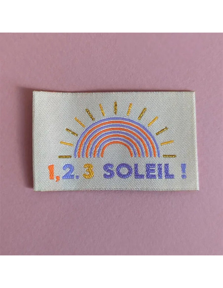 Satz von 6 gewebten Etiketten - 1, 2, 3 Sonne
