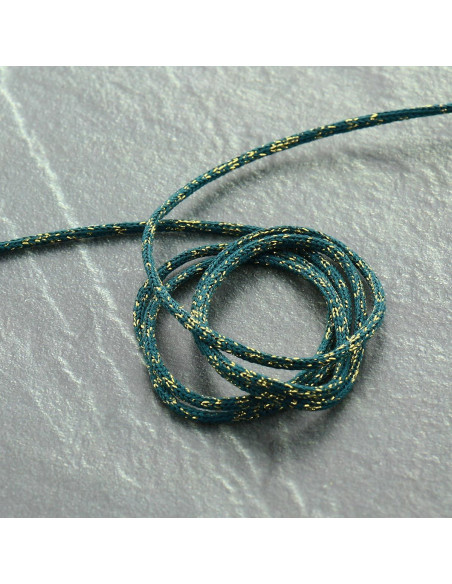 Lurex-Kordel Saxo 2 mm - Petrolblau und Gold