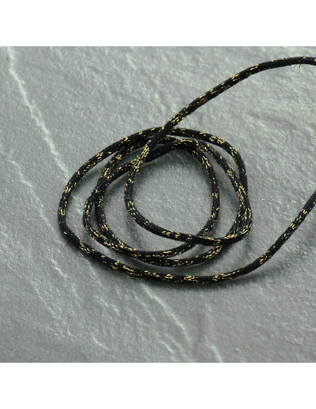 Lurex-Kordel Saxo 2 mm - Schwarz und Gold