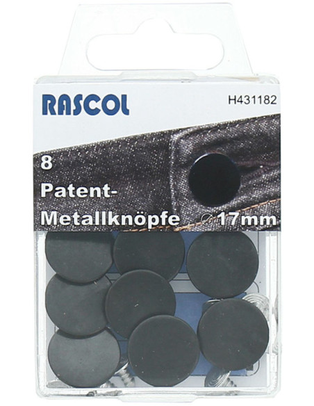 Schachtel mit 8 Jeansknöpfen 17mm Rascol - Matt Schwarz