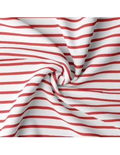 Gestreifter Bretonischer Jersey-Stoff - Weiß und Rot