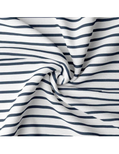 Gestreifter Bretonischer Jersey-Stoff - Weiß und Blau