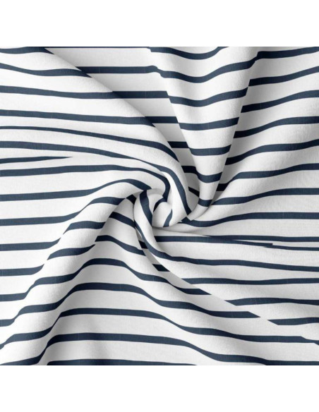 Gestreifter Bretonischer Jersey-Stoff - Weiß und Blau