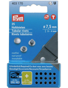 Satz von 25 hohlen Nieten 3-4 mm silber VARIO Creative Tool