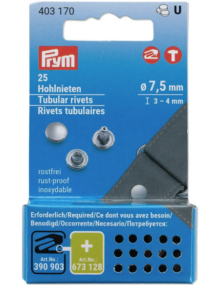Satz von 25 hohlen Nieten 3-4 mm silber VARIO Creative Tool
