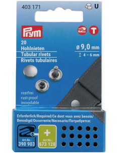 Set mit 20 hohlen Nieten 4-6 mm silber VARIO Creative Tool
