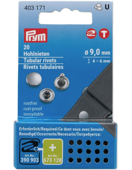 Set mit 20 hohlen Nieten 4-6 mm silber VARIO Creative Tool