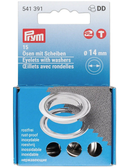 Set mit 15 Ösen mit Unterlegscheiben 14 mm Silber VARIO Creative Tool