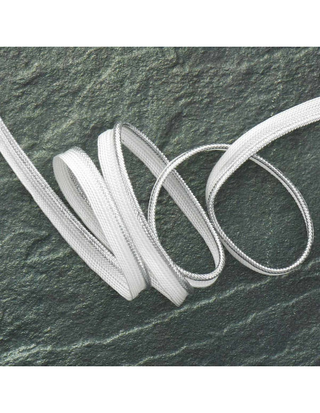 Metallisiertes Paspelband - Silber mit weißem Gewebe