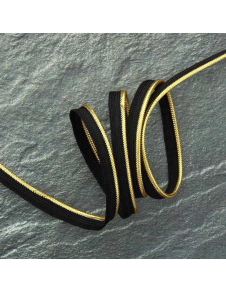 Metallisiertes Paspelband - Gold mit schwarzem Schuss