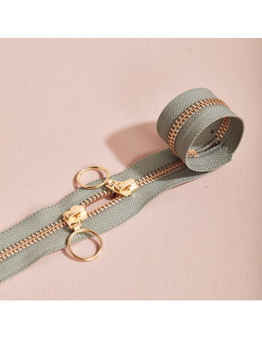 Doppelreißverschluss Gold und Cedar 40 cm - Atelier Brunette