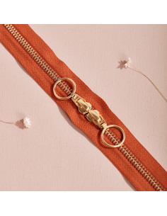 Doppelreißverschluss Gold und Chesnut 40 cm - Atelier Brunette