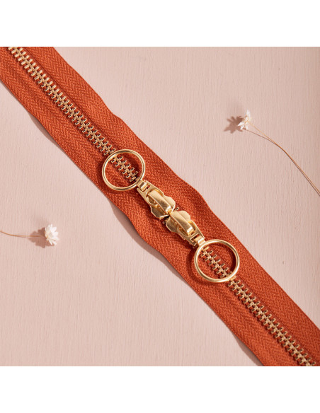 Doppelreißverschluss Gold und Chesnut 40 cm - Atelier Brunette