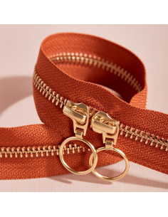 Doppelreißverschluss Gold und Chesnut 40 cm - Atelier Brunette 2