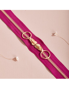 Doppelreißverschluss Gold und Dahlia 40 cm - Atelier Brunette