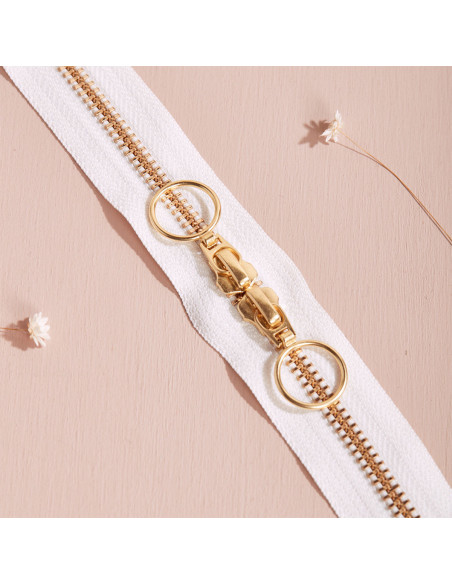 Doppelreißverschluss Gold und Off White 40 cm - Atelier Brunette