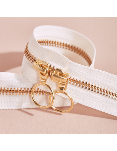 Doppelreißverschluss Gold und Off White 40 cm - Atelier Brunette