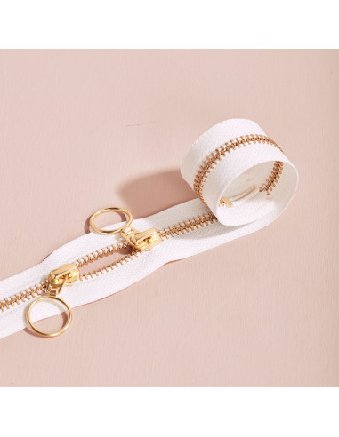 Doppelreißverschluss Gold und Off White 40 cm - Atelier Brunette