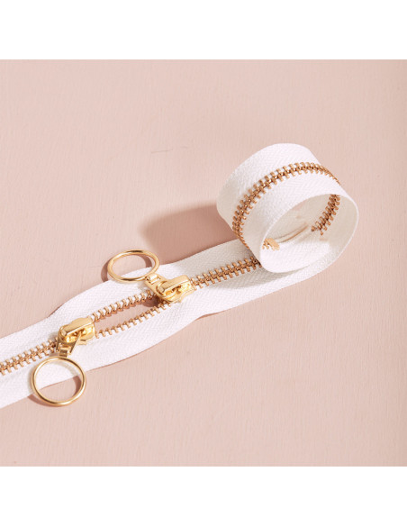 Doppelreißverschluss Gold und Off White 40 cm - Atelier Brunette