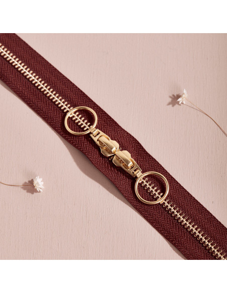 Doppelreißverschluss Gold und Rost 40 cm - Atelier Brunette