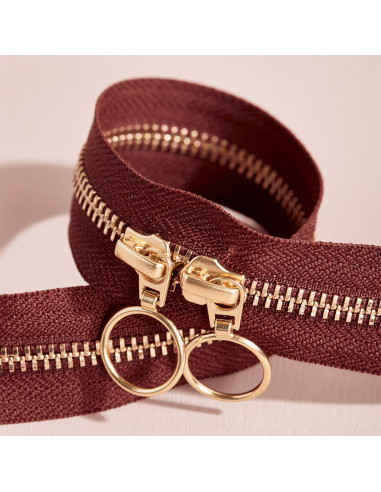 Doppelreißverschluss Gold und Rost 40 cm - Atelier Brunette