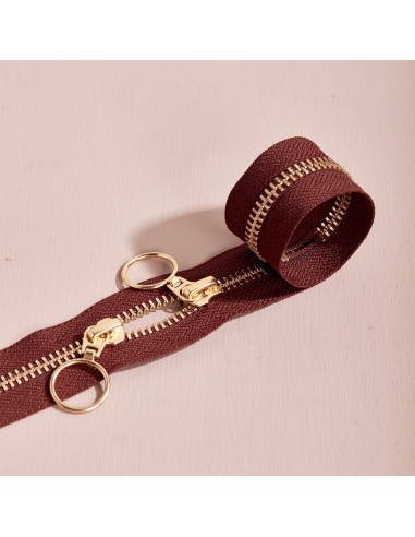 Doppelreißverschluss Gold und Rost 40 cm - Atelier Brunette