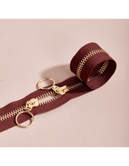 Doppelreißverschluss Gold und Rost 40 cm - Atelier Brunette
