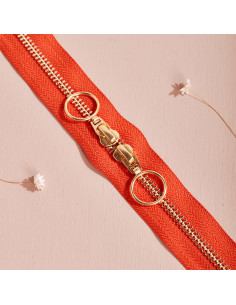 Doppelreißverschluss Gold und Tangerine 40 cm - Atelier Brunette