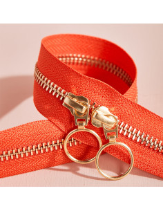 Doppelreißverschluss Gold und Tangerine 40 cm - Atelier Brunette 2