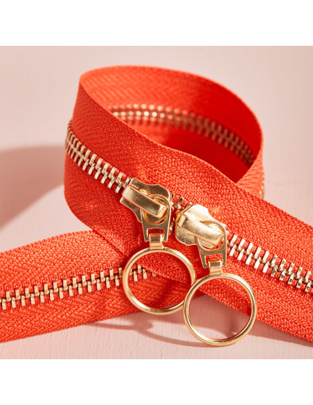 Doppelreißverschluss Gold und Tangerine 40 cm - Atelier Brunette