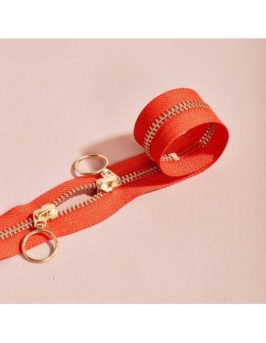 Doppelreißverschluss Gold und Tangerine 40 cm - Atelier Brunette