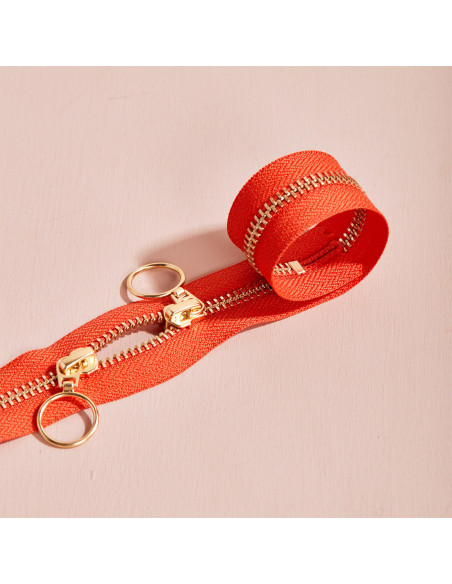 Doppelreißverschluss Gold und Tangerine 40 cm - Atelier Brunette