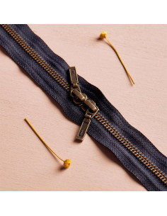 Doppelreißverschluss Messing und Night 40 cm - Atelier Brunette