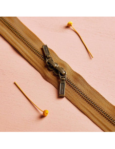 Doppelreißverschluss Messing und Ocker 40 cm - Atelier Brunette