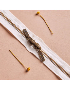 Doppelreißverschluss Messing und Off White 40 cm - Atelier Brunette