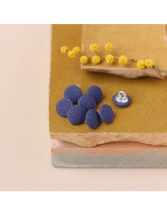 Mit Stoff überzogener Knopf auf Stiel 10 mm - Indigo