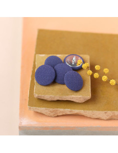 Knopf mit Stoffbezug auf Stiel 18 mm - Indigo