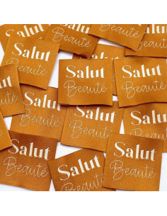 Satz von 5 gewebten Aufnähern zum Aufnähen Salut Beauté - Safran