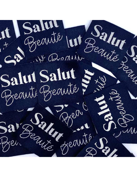 Satz von 5 gewebten Aufnähern zum Aufnähen Salut Beauté - Marine
