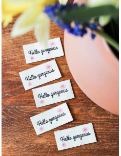 Set von 5 Aufnähetiketten - Hello gorgeous 2