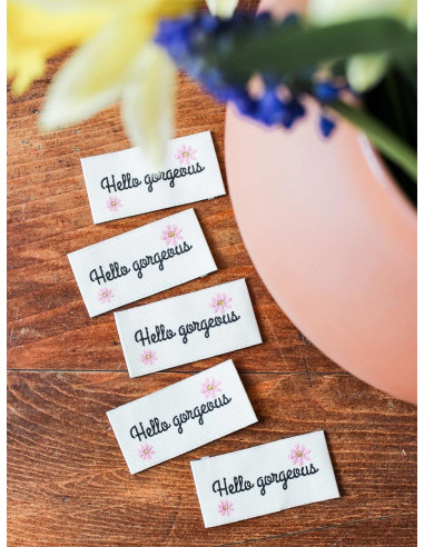 Set von 5 Aufnähetiketten - Hello gorgeous