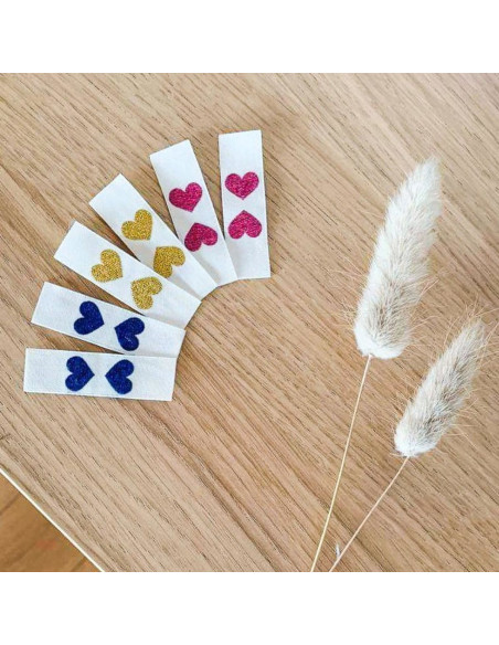 Set von 6 Aufnäh-Etiketten - Glitzerndes Herz