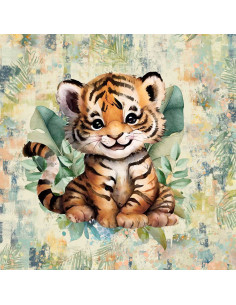 Leichter Sweatstoff-Panel 40 cm x 50 cm - Tropischer Tiger